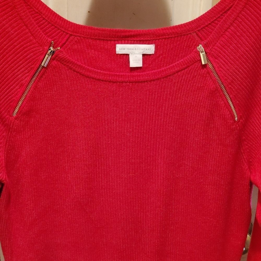 New York & Company crewneck sweater with zippers - Picture 2 of 8
